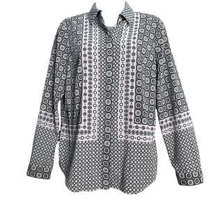 Talbots Mosaic Floral‎ Pattern Long Sleeve Button Blouse Size Small